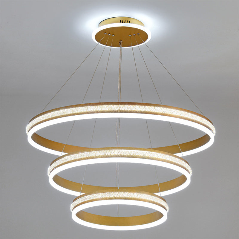 Modern Tiers Led Chandelier: Minimalist Acrylic Parlor Ring Suspension Light