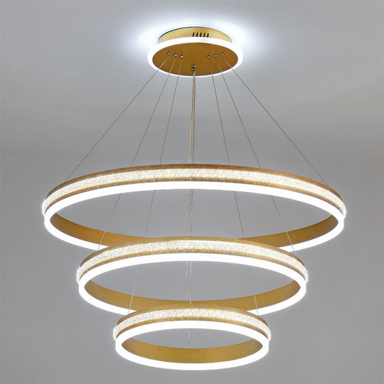 Modern Tiers Led Chandelier: Minimalist Acrylic Parlor Ring Suspension Light