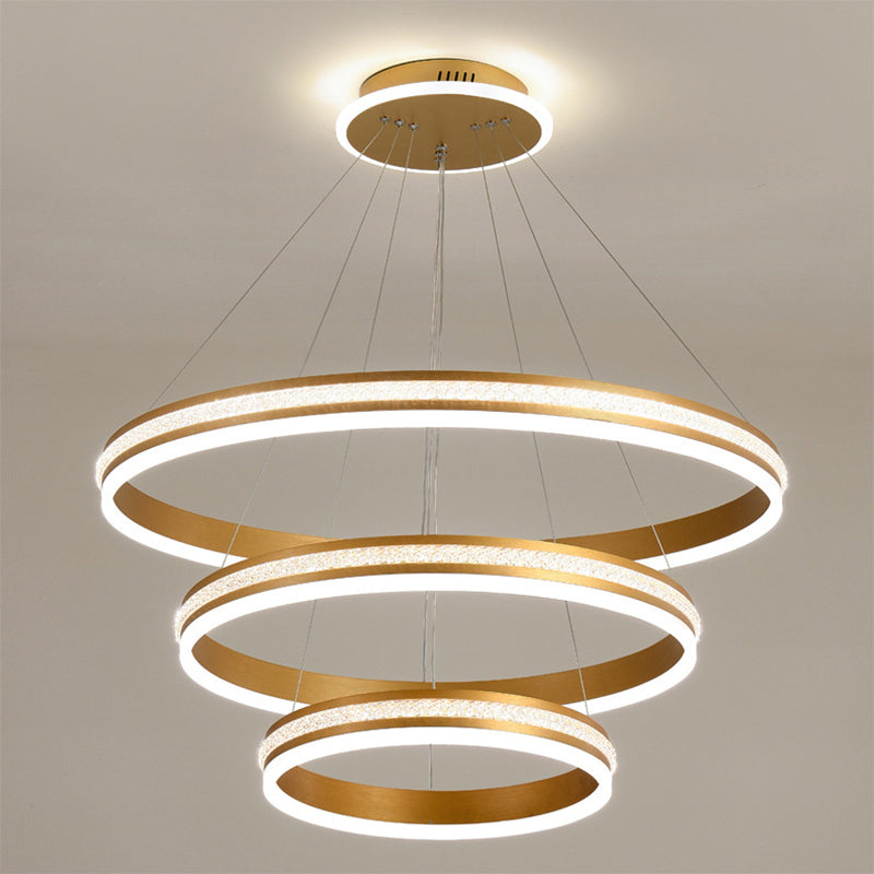 Modern Tiers Led Chandelier: Minimalist Acrylic Parlor Ring Suspension Light