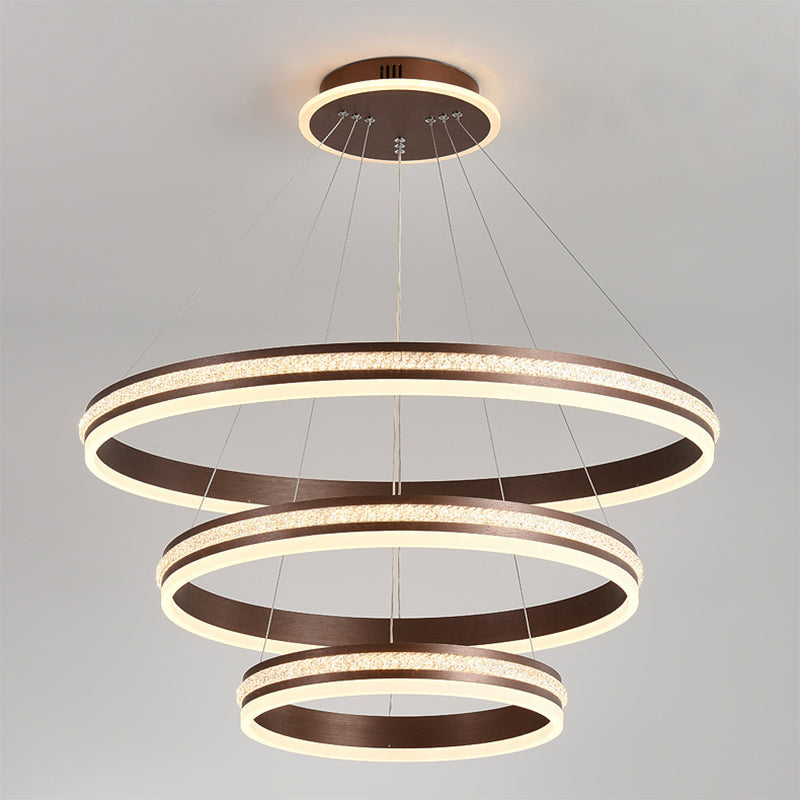 Modern Tiers Led Chandelier: Minimalist Acrylic Parlor Ring Suspension Light