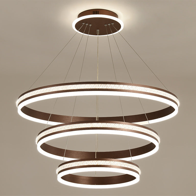 Modern Tiers Led Chandelier: Minimalist Acrylic Parlor Ring Suspension Light