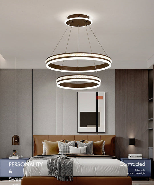 Modern Tiers Led Chandelier: Minimalist Acrylic Parlor Ring Suspension Light