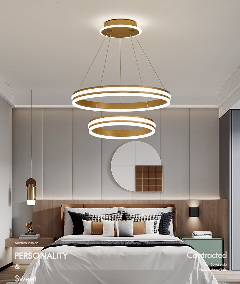 Modern Tiers Led Chandelier: Minimalist Acrylic Parlor Ring Suspension Light