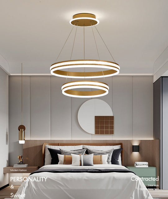 Modern Tiers Led Chandelier: Minimalist Acrylic Parlor Ring Suspension Light