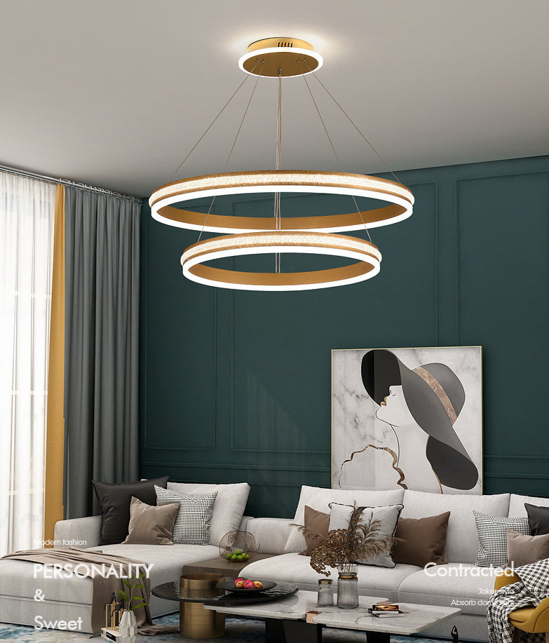 Modern Tiers Led Chandelier: Minimalist Acrylic Parlor Ring Suspension Light