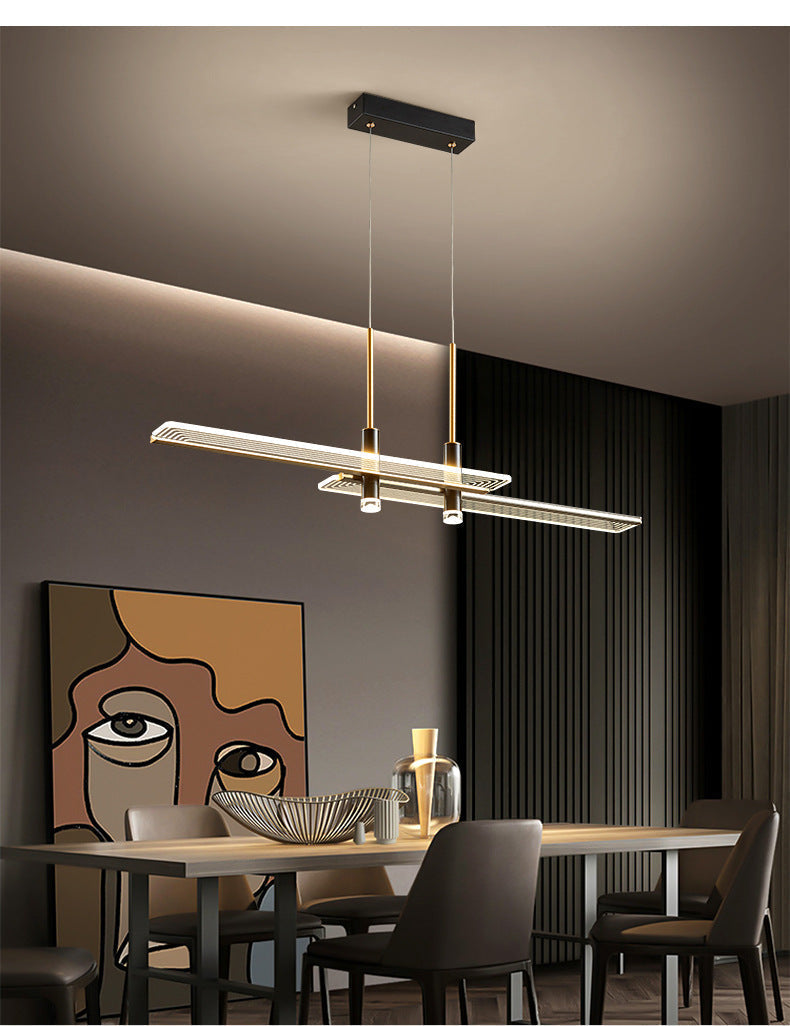 Modern Acrylic Led Chandelier: Rectangular Panel Hanging Light Fixture Black For Living Room