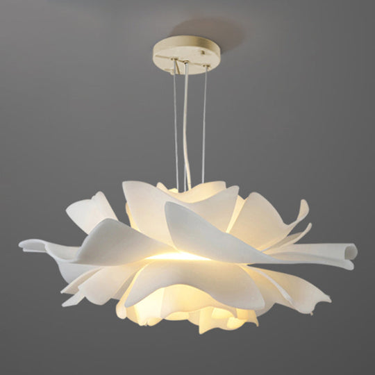 White Tulle-Like Floral Chandelier LED Cafe Light Fixture