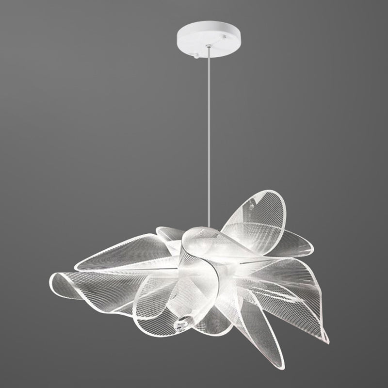 White Tulle-Like Floral Chandelier LED Cafe Light Fixture