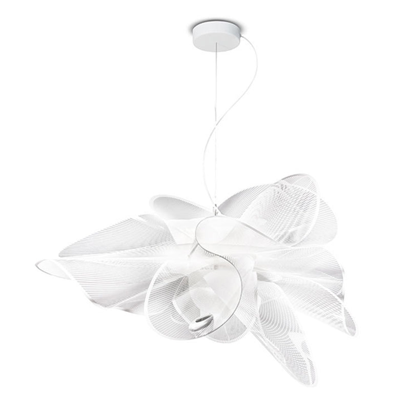 White Tulle-Like Floral Chandelier LED Cafe Light Fixture