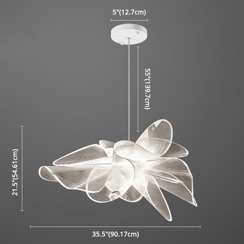 White Tulle-Like Floral Chandelier LED Cafe Light Fixture