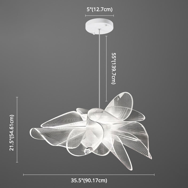 White Tulle-Like Floral Chandelier LED Cafe Light Fixture