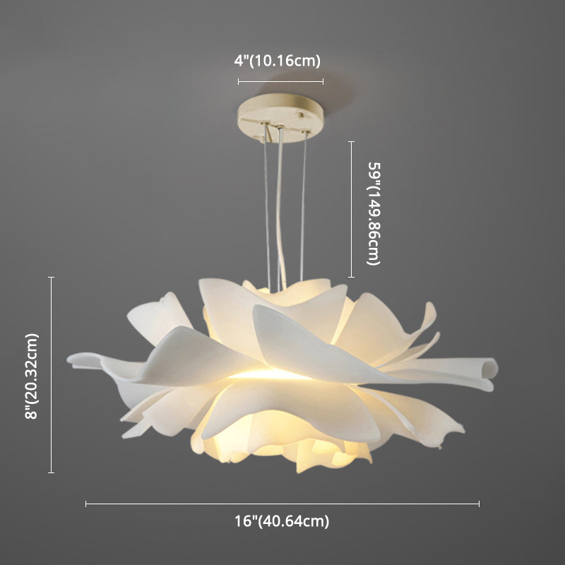 White Tulle-Like Floral Chandelier LED Cafe Light Fixture