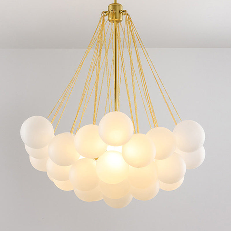 Frosted White Glass Bubbles Chandelier For Stylish Nordic Living Room