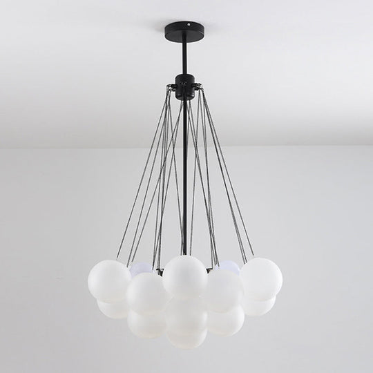 Frosted White Glass Bubbles Chandelier For Stylish Nordic Living Room 19 / Black