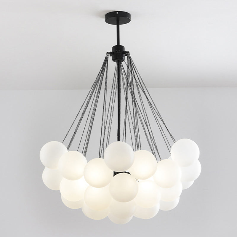 Frosted White Glass Bubbles Chandelier For Stylish Nordic Living Room 37 / Black