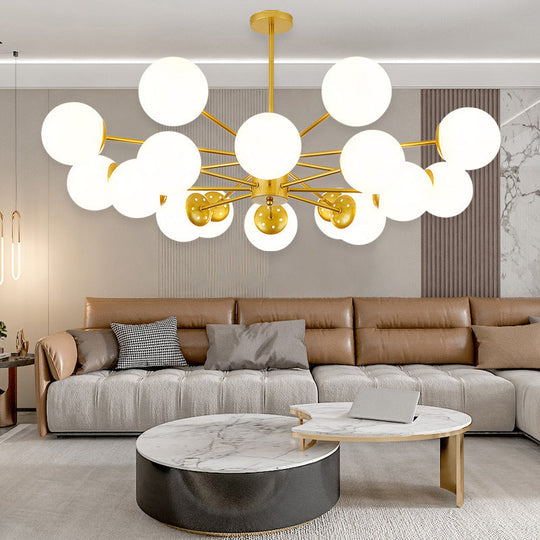 Opal Glass Living Room Ceiling Chandelier: Modern Minimalistic Suspension Lamp