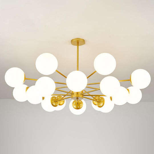 Opal Glass Living Room Ceiling Chandelier: Modern Minimalistic Suspension Lamp 16 / Gold