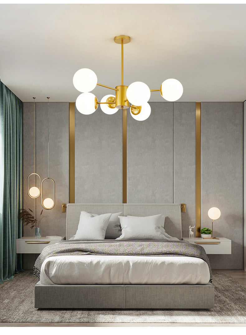 Opal Glass Living Room Ceiling Chandelier: Modern Minimalistic Suspension Lamp