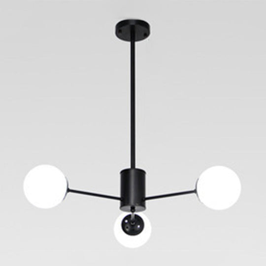 Modern Modo Chandelier With Opal Frosted Glass | Ceiling Hang Light For Sitting Room 3 / Black Round