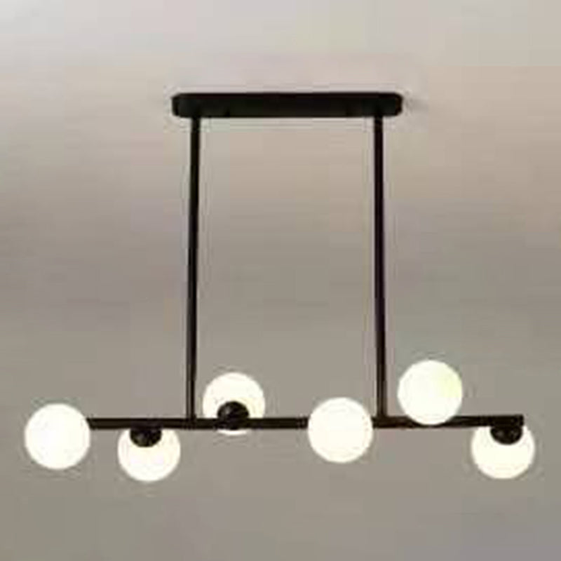 Modern Modo Chandelier With Opal Frosted Glass | Ceiling Hang Light For Sitting Room 6 / Black