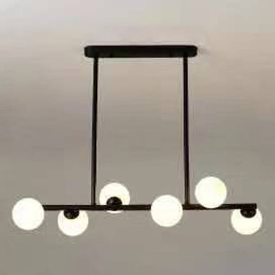 Modern Modo Chandelier With Opal Frosted Glass | Ceiling Hang Light For Sitting Room 6 / Black