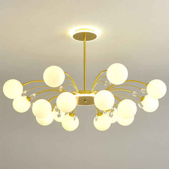 Modern Modo Chandelier With Opal Frosted Glass | Ceiling Hang Light For Sitting Room