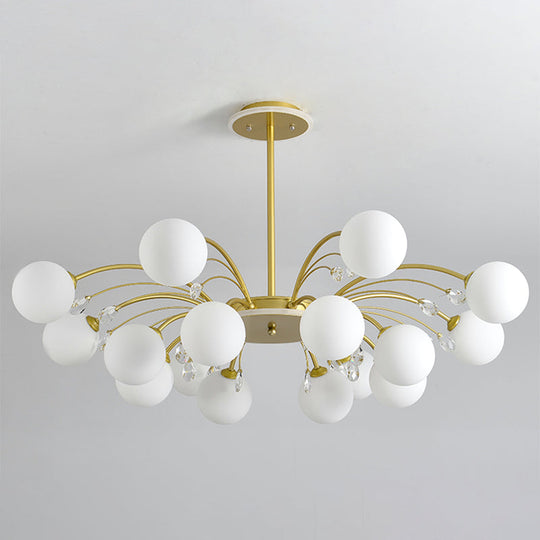 Modern Modo Chandelier With Opal Frosted Glass | Ceiling Hang Light For Sitting Room