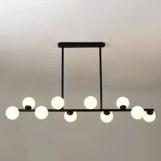 Modern Modo Chandelier With Opal Frosted Glass | Ceiling Hang Light For Sitting Room 10 / Black