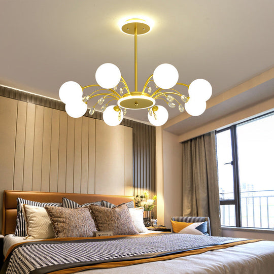 Modern Modo Chandelier With Opal Frosted Glass | Ceiling Hang Light For Sitting Room