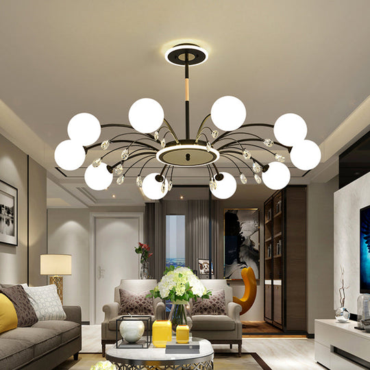 Modern Modo Chandelier With Opal Frosted Glass | Ceiling Hang Light For Sitting Room