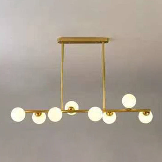 Modern Modo Chandelier With Opal Frosted Glass | Ceiling Hang Light For Sitting Room 8 / Gold Linear