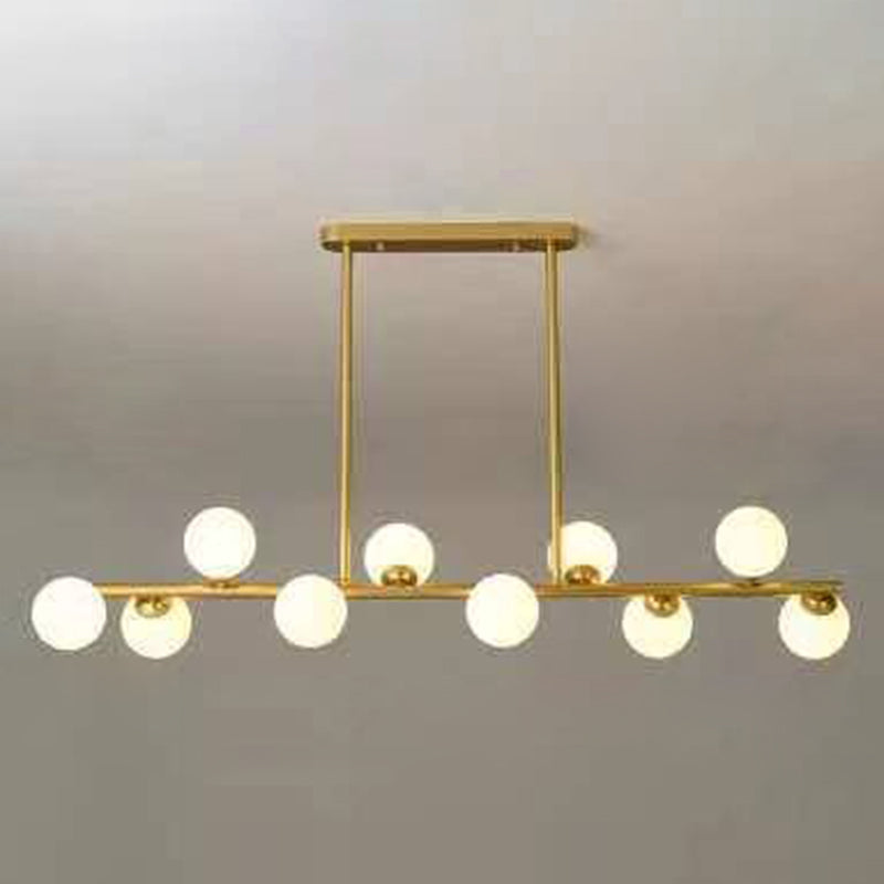 Modern Modo Chandelier With Opal Frosted Glass | Ceiling Hang Light For Sitting Room 10 / Gold