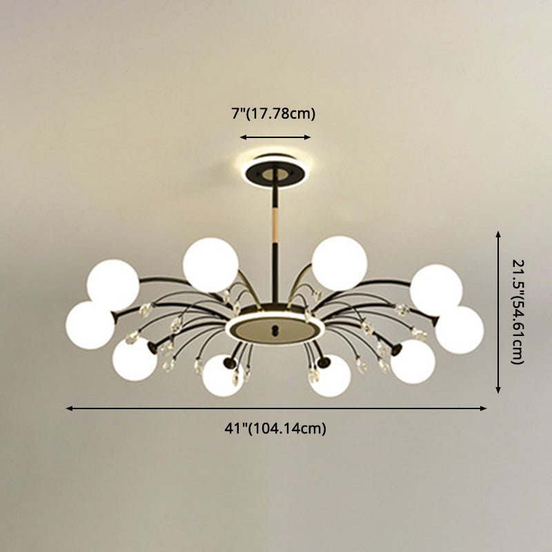 Modern Modo Chandelier With Opal Frosted Glass | Ceiling Hang Light For Sitting Room