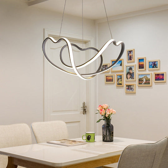 Modern Grey Chandelier: Simplicity Metal Led Strip Pendant Light For Dining Room