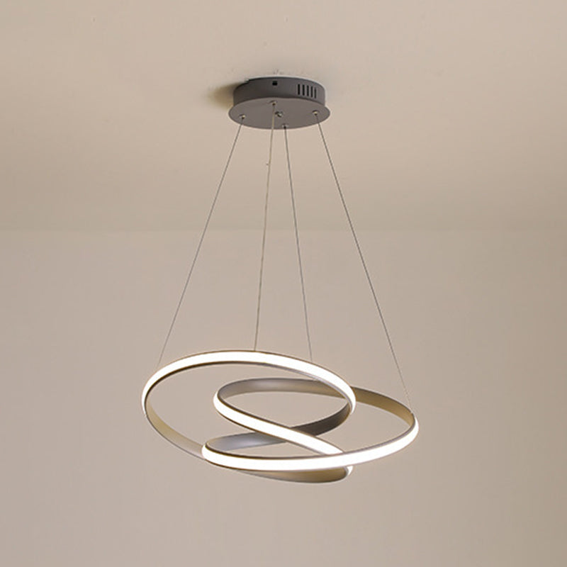 Modern Grey Chandelier: Simplicity Metal Led Strip Pendant Light For Dining Room / Third Gear