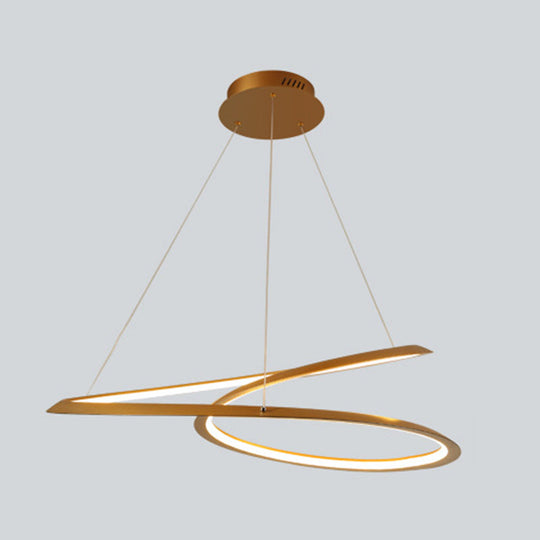 Metal Led Chandelier: Sleek Seamless Curves For Minimalistic Dining Room Lighting Gold / 23.5 Warm