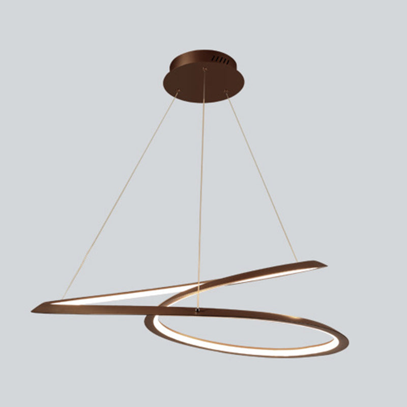 Metal Led Chandelier: Sleek Seamless Curves For Minimalistic Dining Room Lighting Coffee / 23.5 Warm