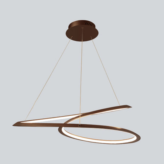 Metal Led Chandelier: Sleek Seamless Curves For Minimalistic Dining Room Lighting Coffee / 23.5 Warm