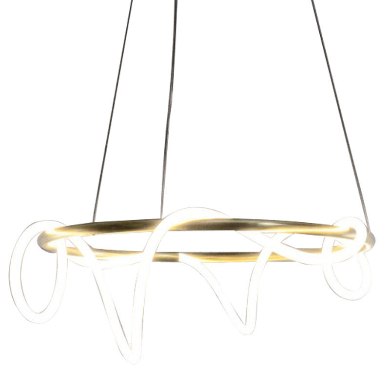 Golden Acrylic Led Ceiling Pendant: Sleek & Flexible Tube Chandelier For Living Room