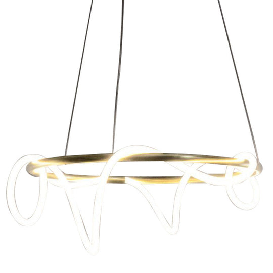 Golden Acrylic Led Ceiling Pendant: Sleek & Flexible Tube Chandelier For Living Room