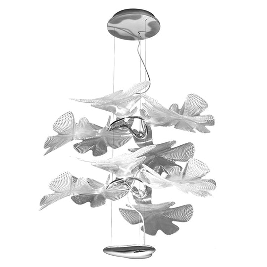 Floral Chandelier Art Deco Acrylic Led Ceiling Light For Living Room - Clear