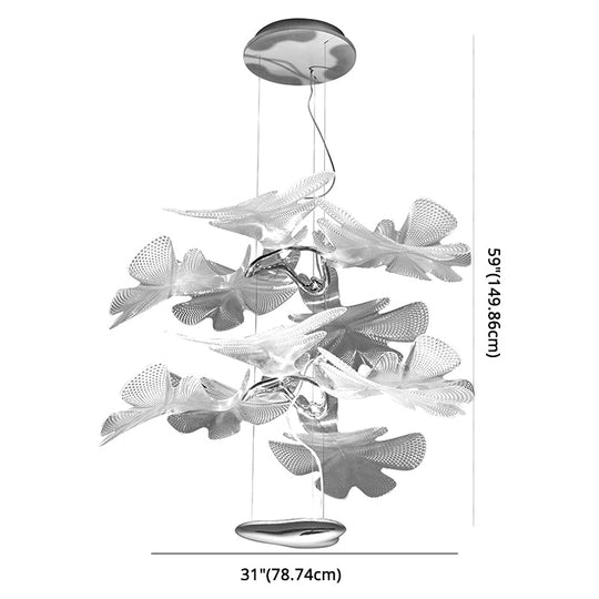 Floral Chandelier Art Deco Acrylic Led Ceiling Light For Living Room - Clear