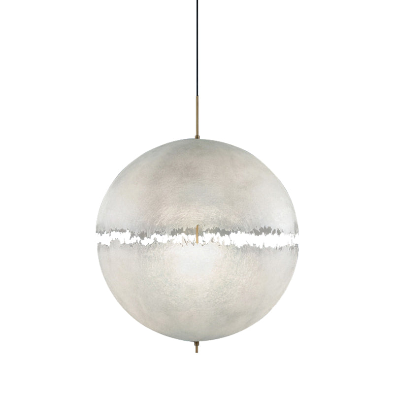 White Moon Sphere Chandelier: 1-Head Resin Pendant Light For Hallway Decor / 12