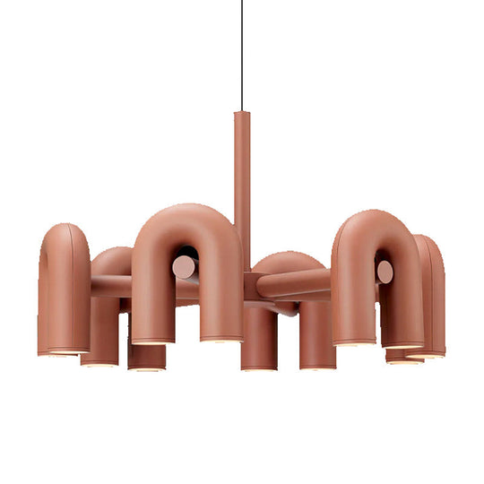 U-Shaped Led Chandelier: Sleek Metal Art Deco Lighting For Living Room