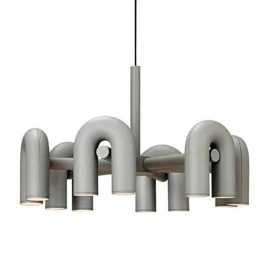 U-Shaped Led Chandelier: Sleek Metal Art Deco Lighting For Living Room