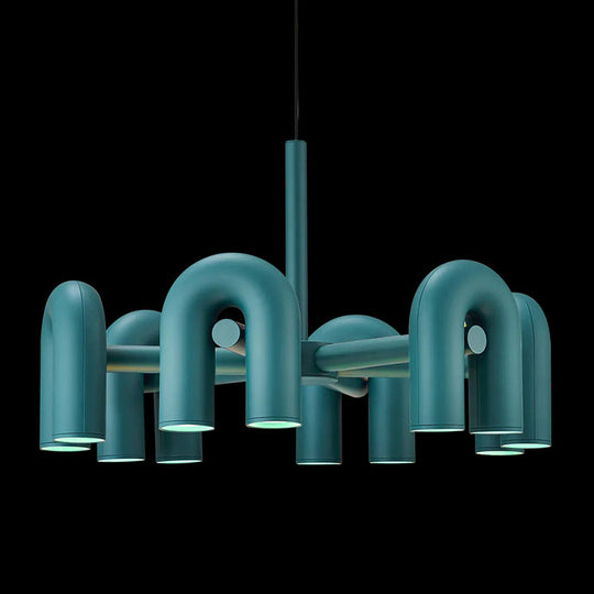 U-Shaped Led Chandelier: Sleek Metal Art Deco Lighting For Living Room