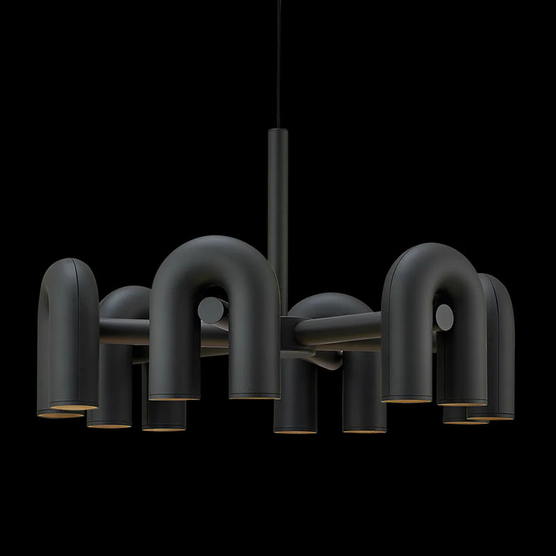 U-Shaped Led Chandelier: Sleek Metal Art Deco Lighting For Living Room