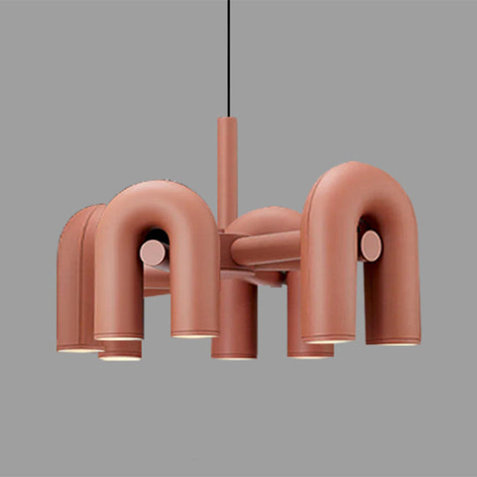 U-Shaped Led Chandelier: Sleek Metal Art Deco Lighting For Living Room