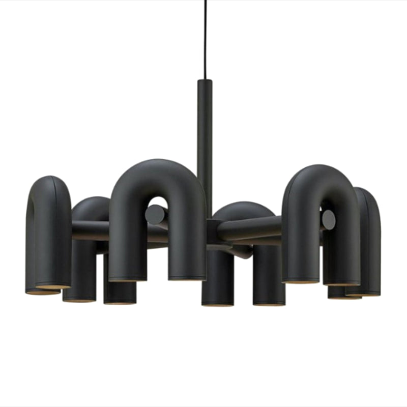 U-Shaped Led Chandelier: Sleek Metal Art Deco Lighting For Living Room