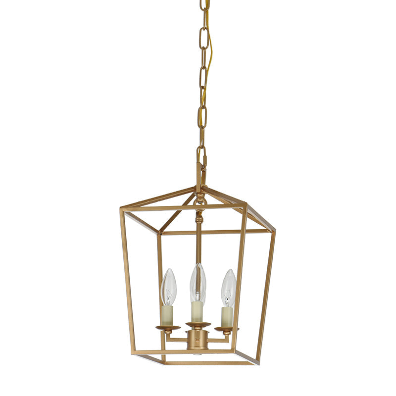 Industrial Cage Pendant Chandelier With Candle-Inspired Design - 4-Light Metal Hanging Light